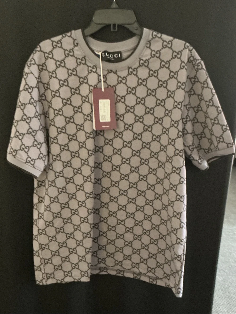 Gucci Short Sleeve GG Monogram Tee in Light Lavender